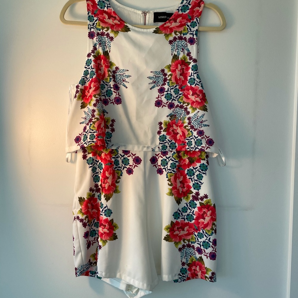 Floral Mink Pink romper size small